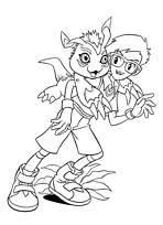 coloriage digimon joe et Gomamon